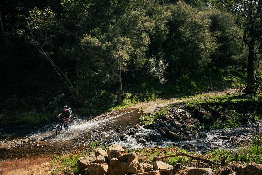 Chloe crossing one of the tributaries flowing into the Goobarragandra river