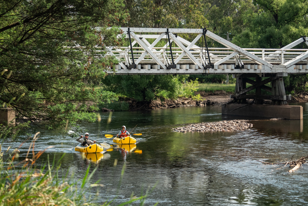 Fly fishing from a kokopelli packraft in the Tumut River