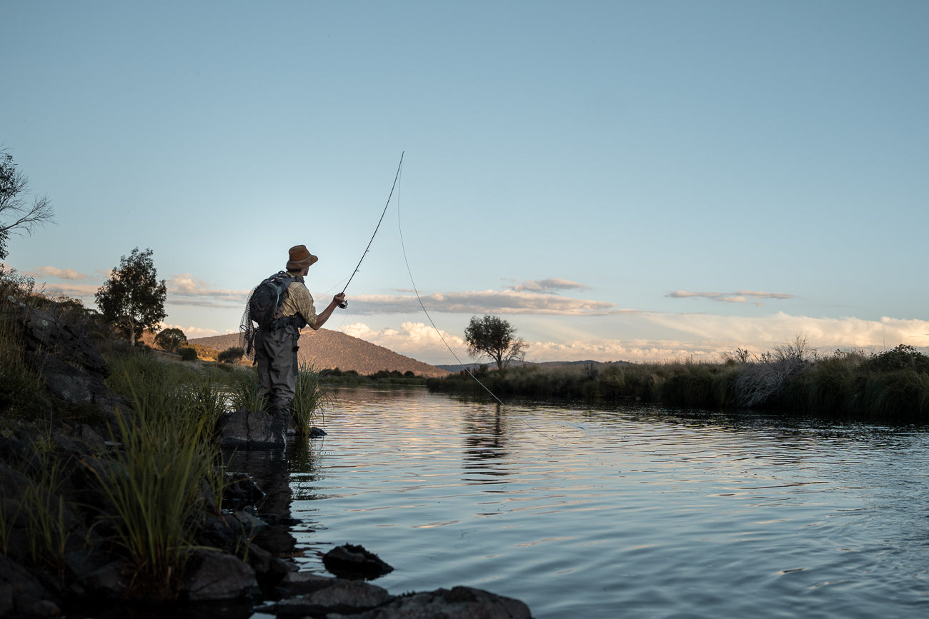 Jimmy Barwick fly fishing in an alpine stream in Kosciuszko National Park