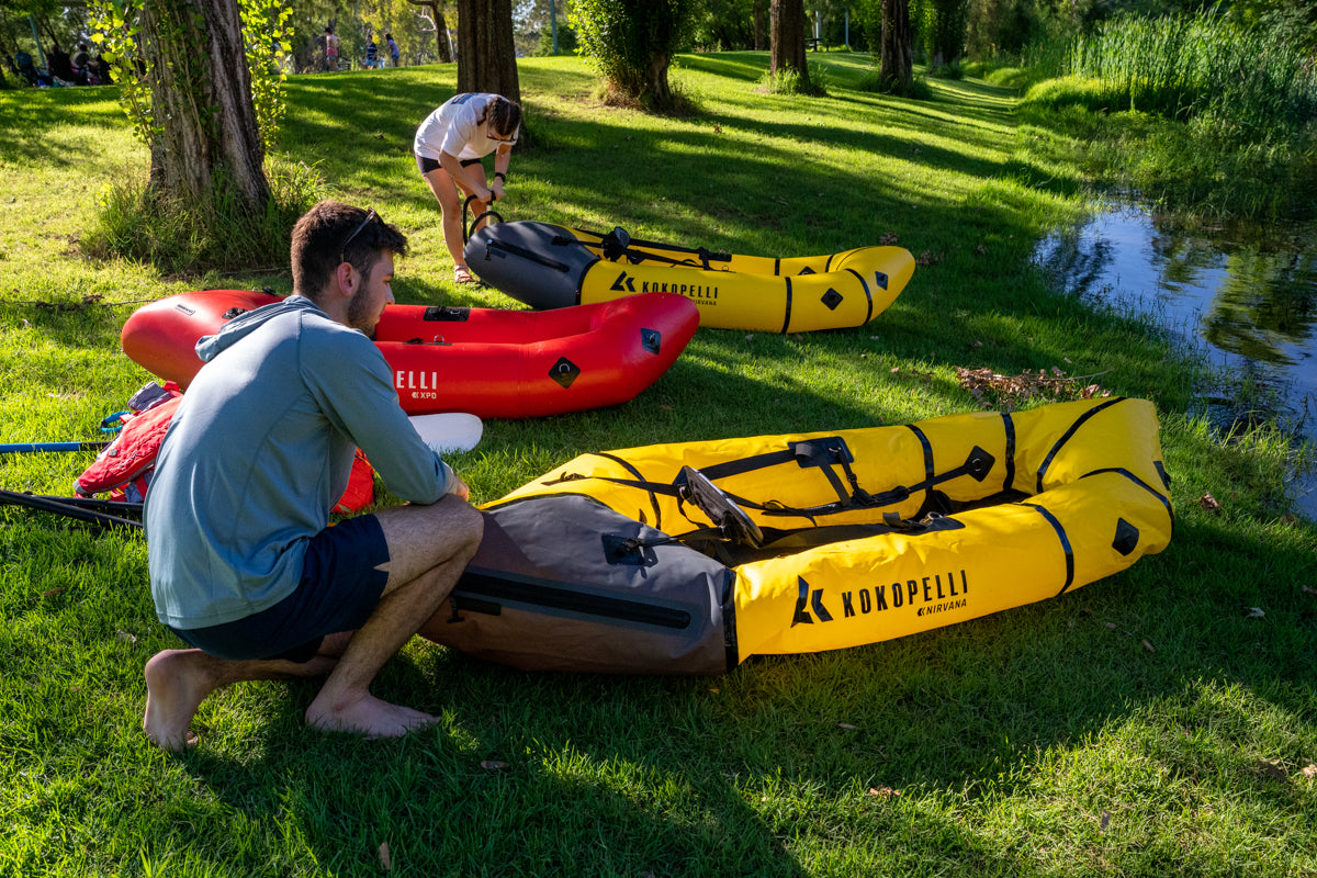 Inflating Kokopelli Packrafts by the Tumut River