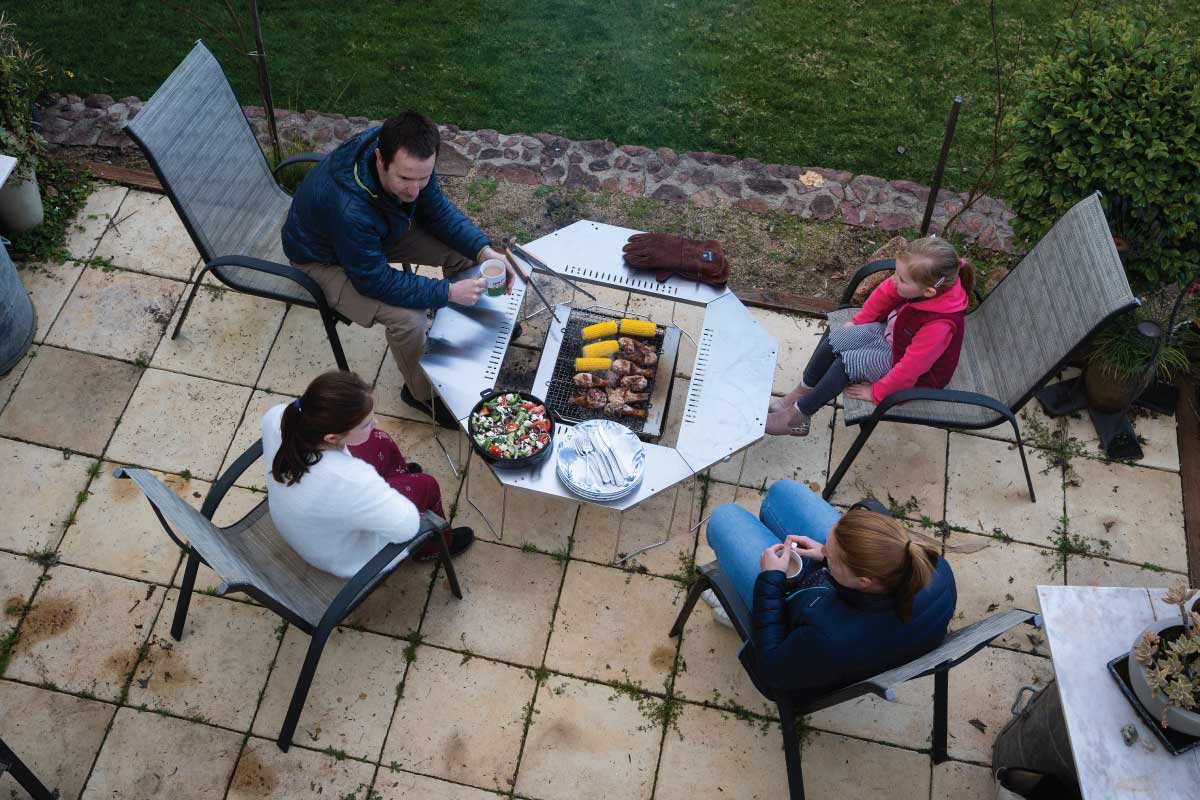 Snow peak takibi fireplace and grill with jikaro fire ring table