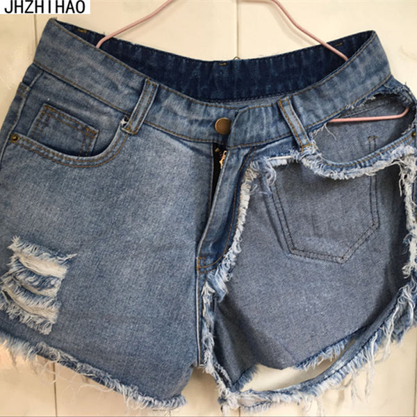 2017 denim shorts explosion section big hole sexy jeans shorts female ...