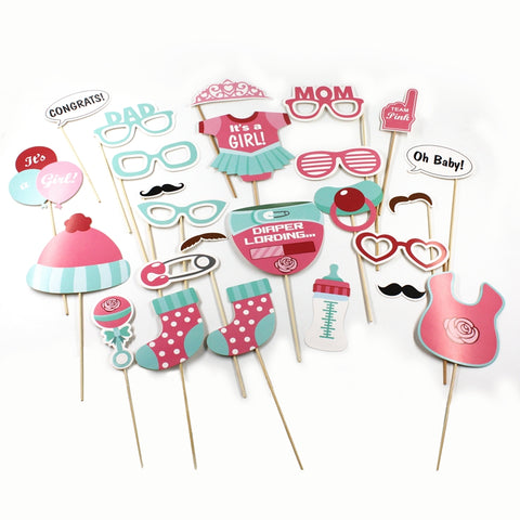 24pcs Baby Shower Photo Booth Props Its A Boy Girl 1st Birthday