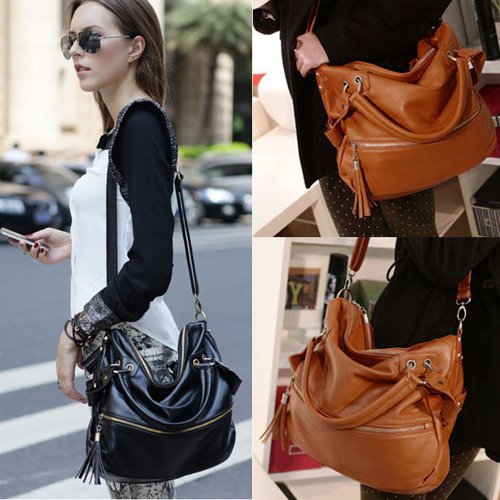 Lady Handbag Shoulder Bag Tote Purse PU Leather Women Messenger Black Brown Freeship