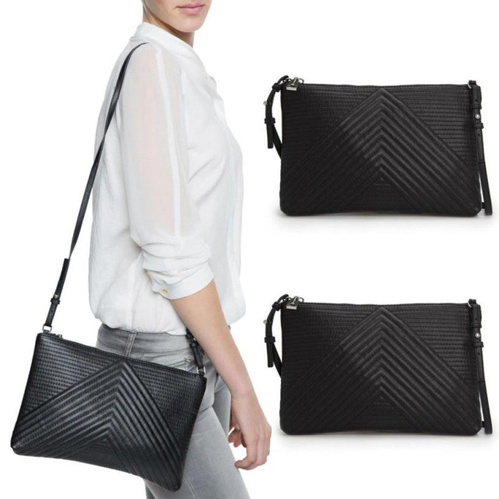 New Woman Leather Handbags Tote Crossbody Bags Shoulder PU Leather Messenger Bag Female Stripes Clut