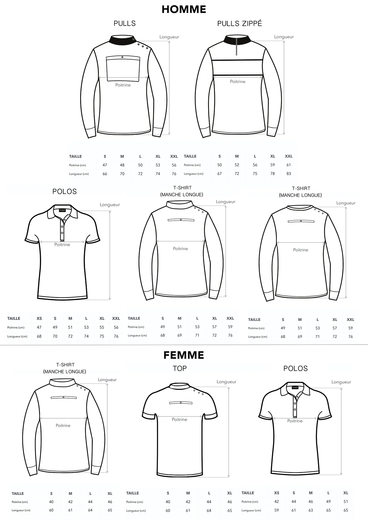 man-woman sizing chart