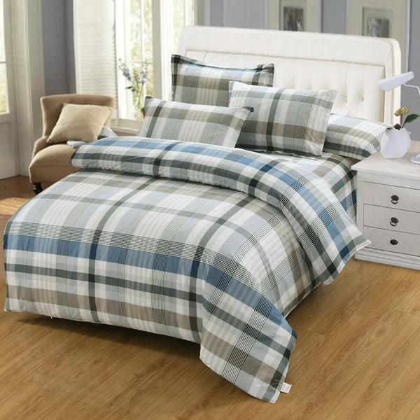 100 Cotton Grey Color Stripe Plaid Bedding Set Twin Full King