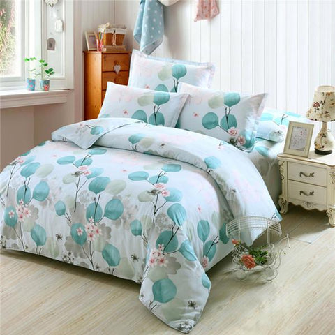 Fresh Flowers White Blue Twin Full Queen King Size Bedding Sets Egypti Stylomylo World