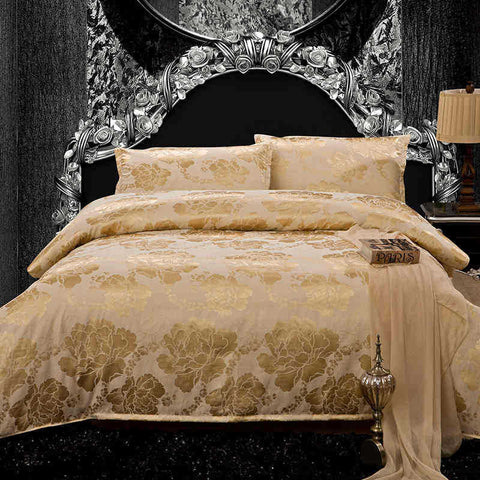 Luxury Silk Bedding Set Embroidery Bed Linens Tencel Satin Bed