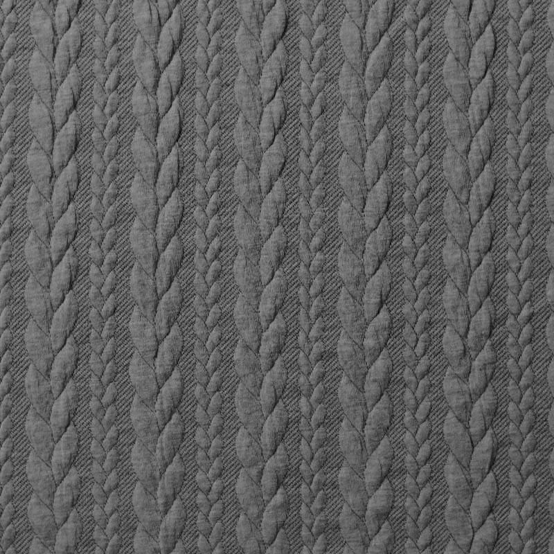 Cable Knit Jacquard Jersey Fabric - Solid in Grey | Jelly Fabrics