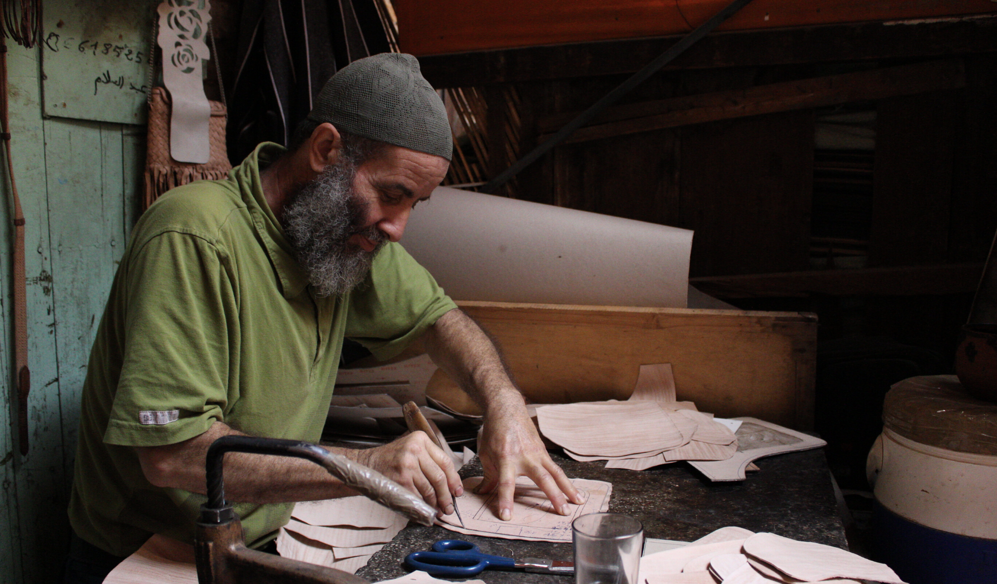 Moroccan leather artisan in Marrakech