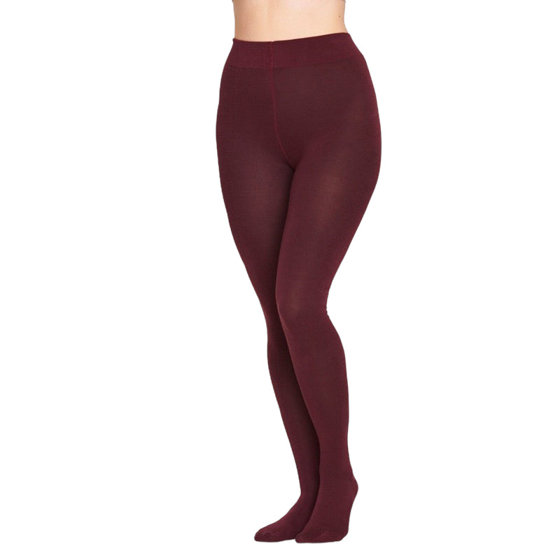 Bamboo Essential Plain Tights Aubergine Red