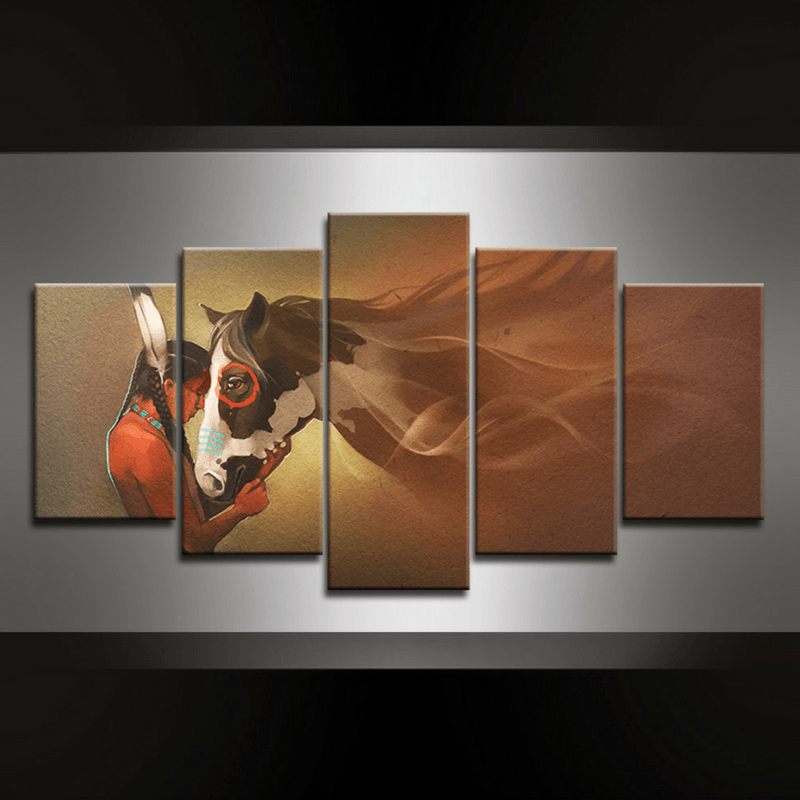 5 Piece Native American Canvas Wall Art Series Gearearth