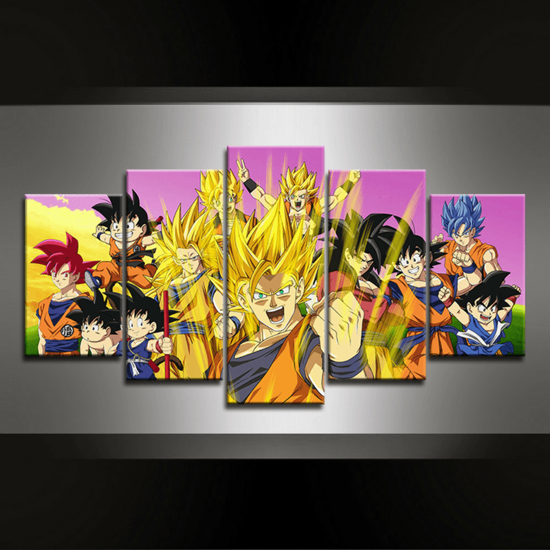 5 Piece Dragonball Goku Canvas Wall Art Gearearth