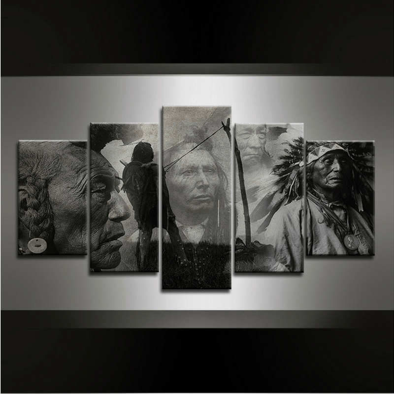 5 Piece Native American Canvas Wall Art Series Gearearth