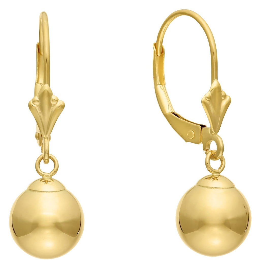 14k Gold 8mm Ball Dangle Leverback Earrings – Art and Molly