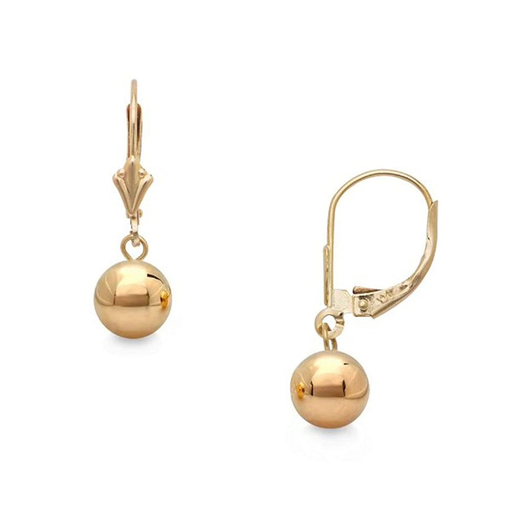 14k Gold 6mm Polished Ball Dangle Leverback Earrings – Art and Molly