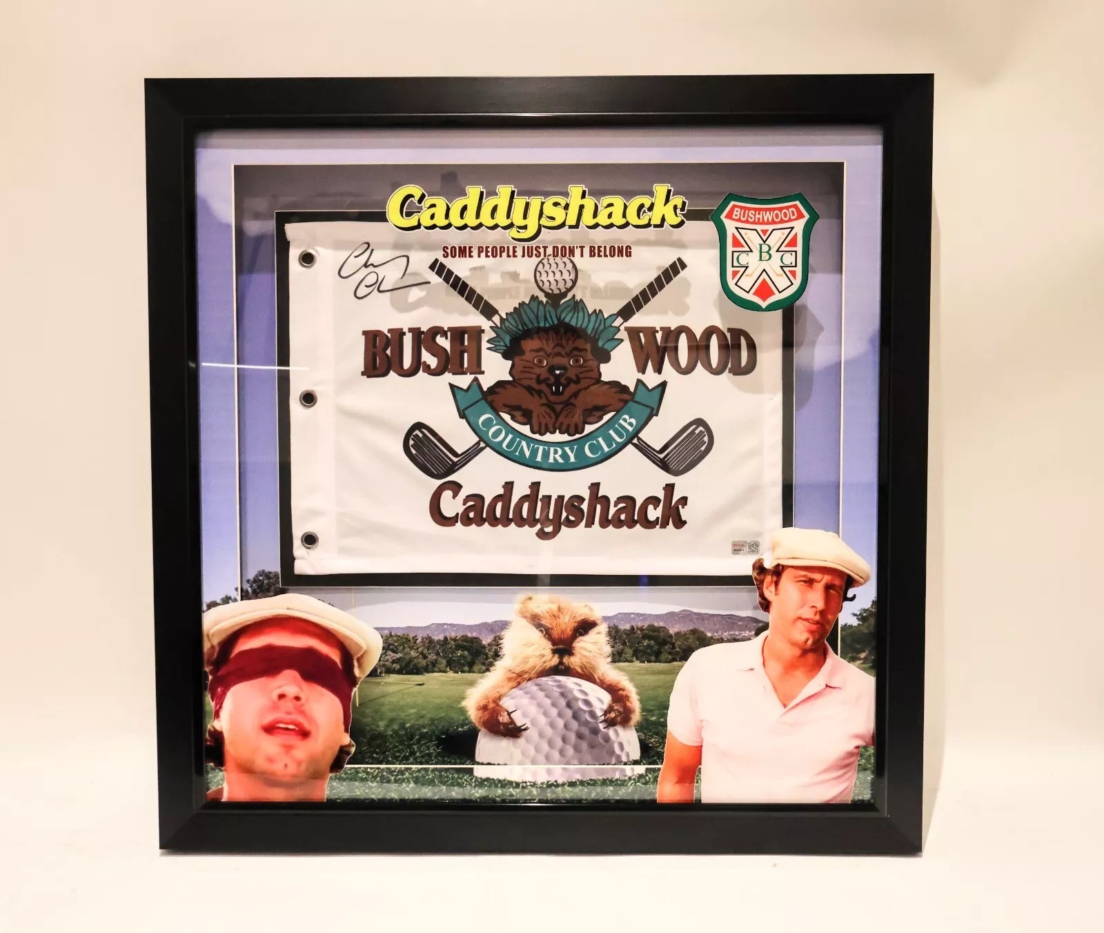 Chevy Chase Caddyshack Bushwood Golf Flag with Deluxe Lighted Frame - TRISTAR