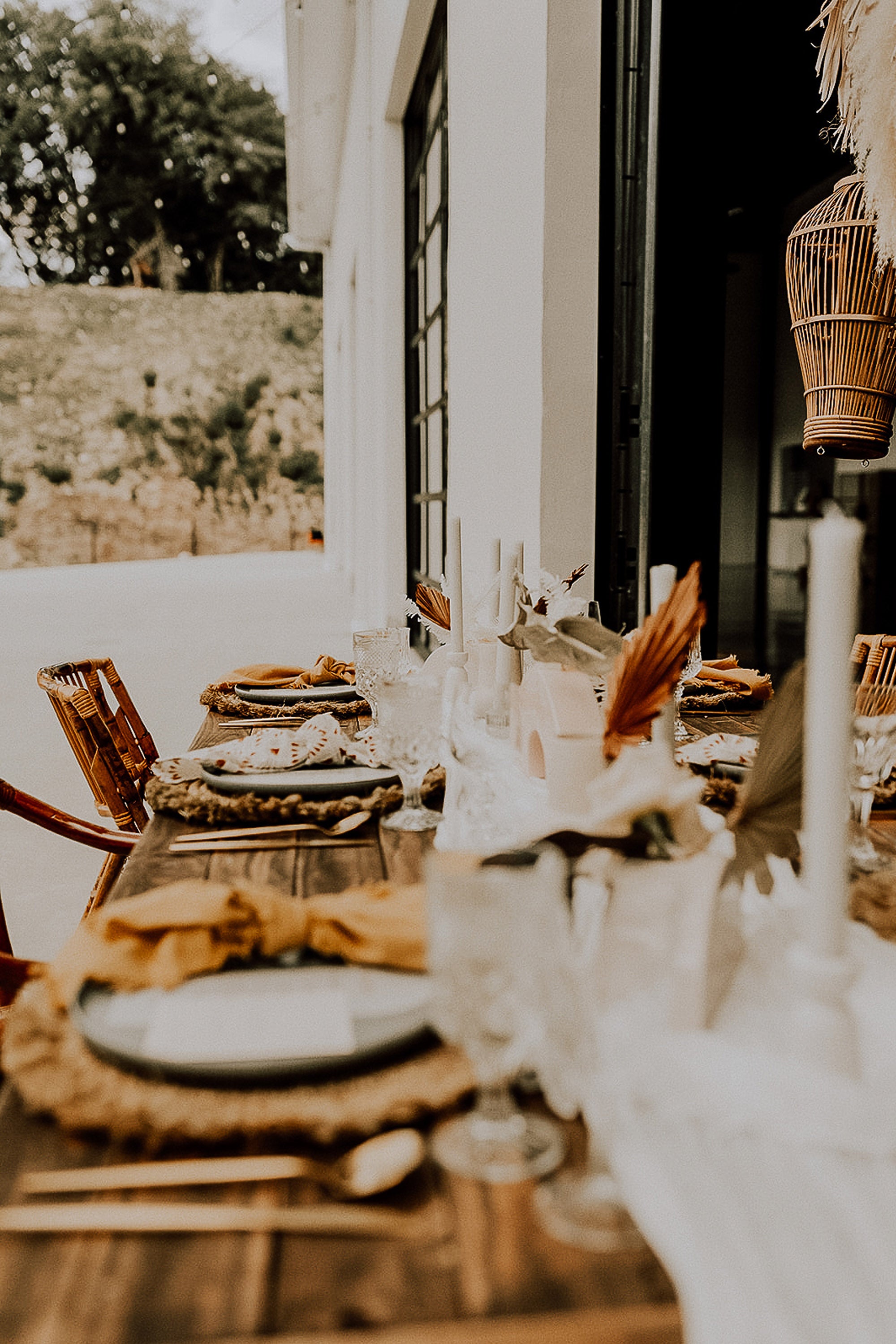 Boho Wedding with Orchids and Dried Palm Leaves White Rock Canyon Destination Florida