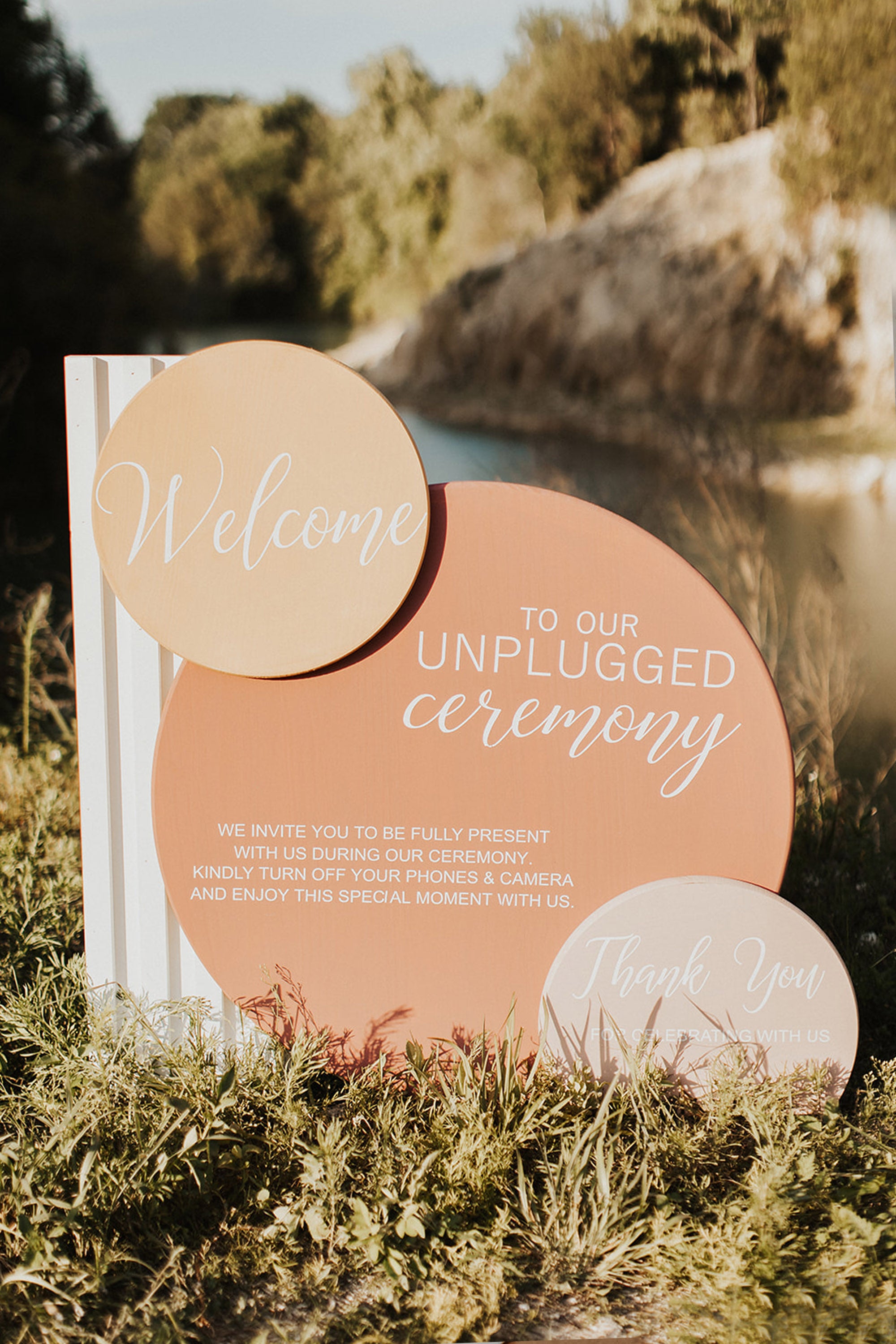 Boho Wedding with Orchids and Dried Palm Leaves Unplugged Sign Arch Back Drop White Rock Canyon Destination Florida