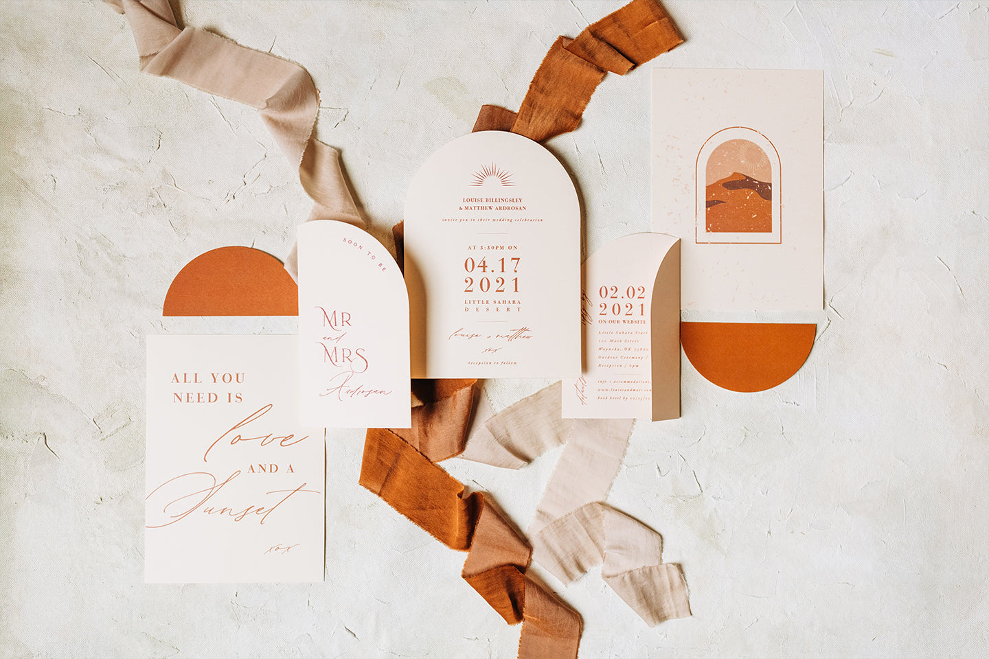 Terracotta Desert Wedding Invitation Suite