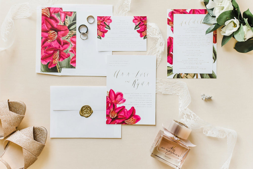 Bougainvillea wedding invitation