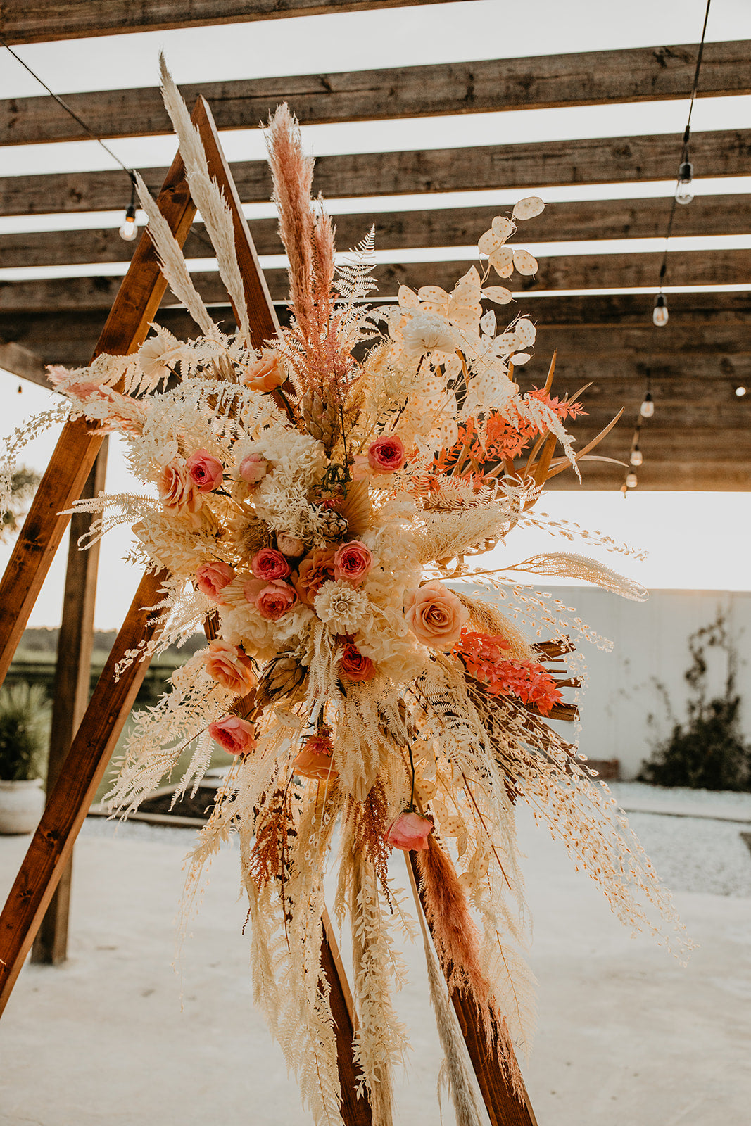 Boho Pampas Grass Wedding Arch Ceremony Reception Centerpiece Table Flower Inspiration 