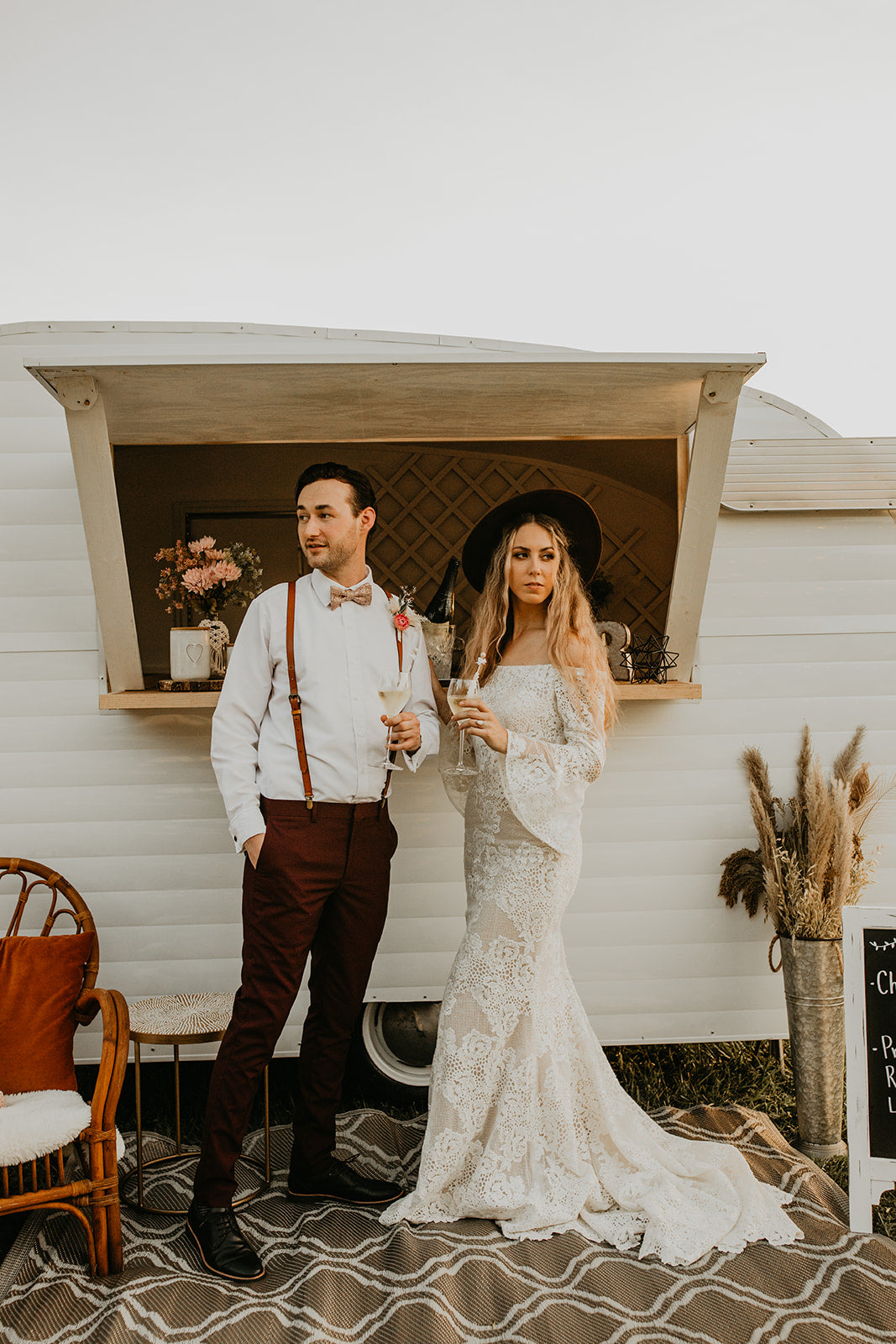 Boho Pampas Grass Wedding Arch Ceremony Reception Centerpiece Table Flower Inspiration Mobile Bar 