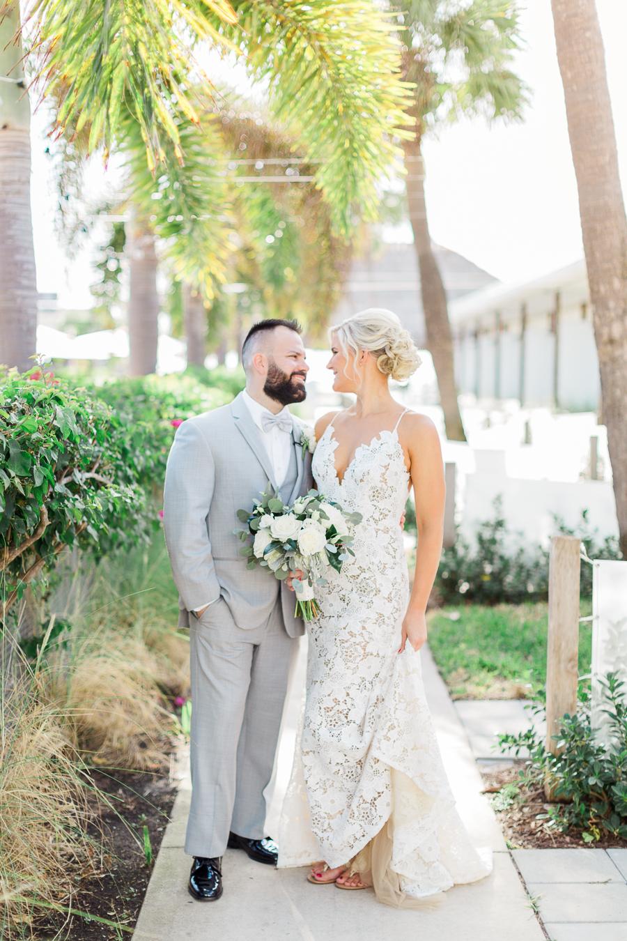 Destination Beach Wedding Invitation Florida St.Pete Tropical Postcard Inn Palm Tree String Lights Citrus Press Co