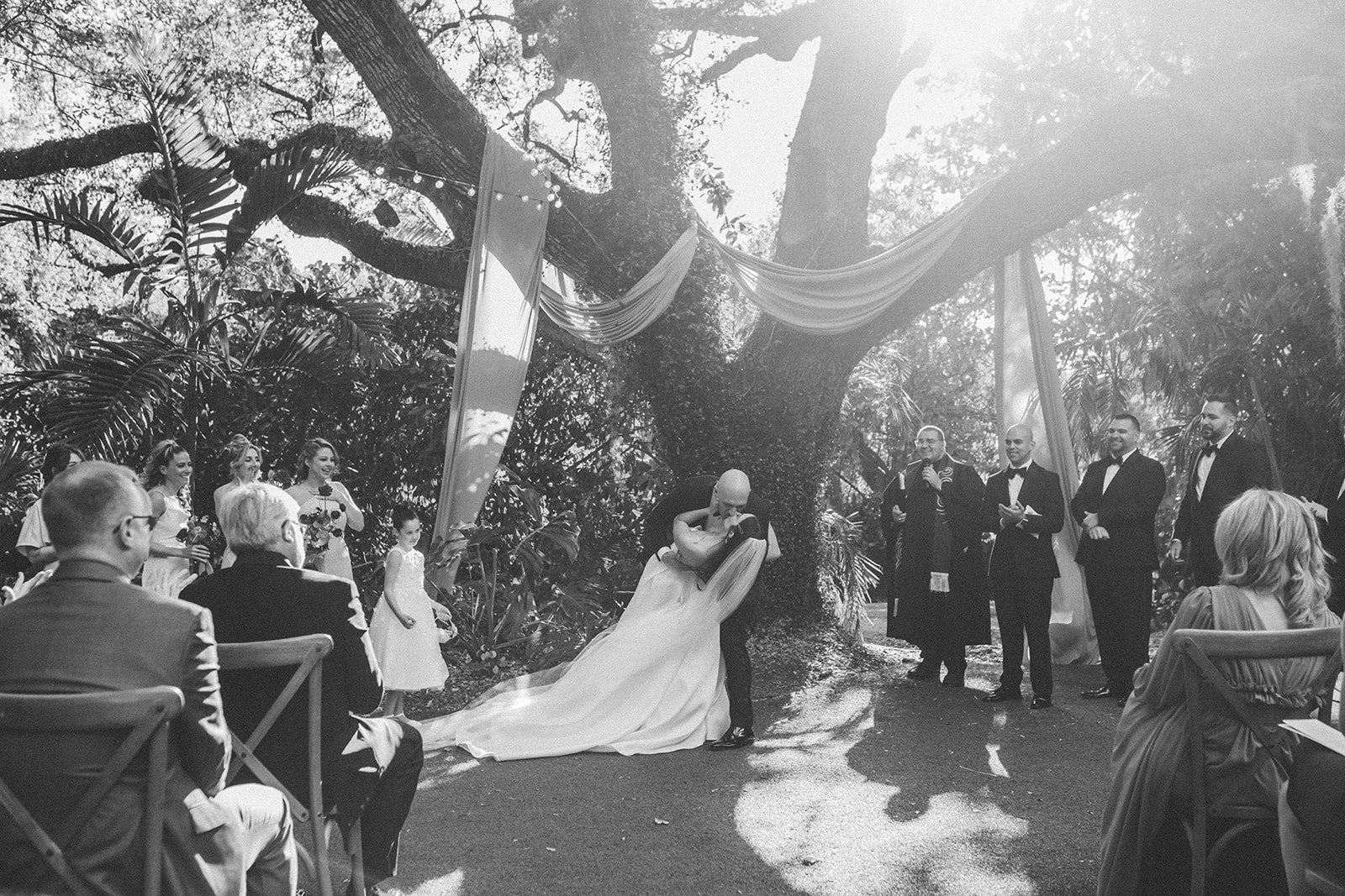 Minimal Modern Wedding Villa Woodbine Miami Bride Garden Wedding Outdoors Kiss the Bride