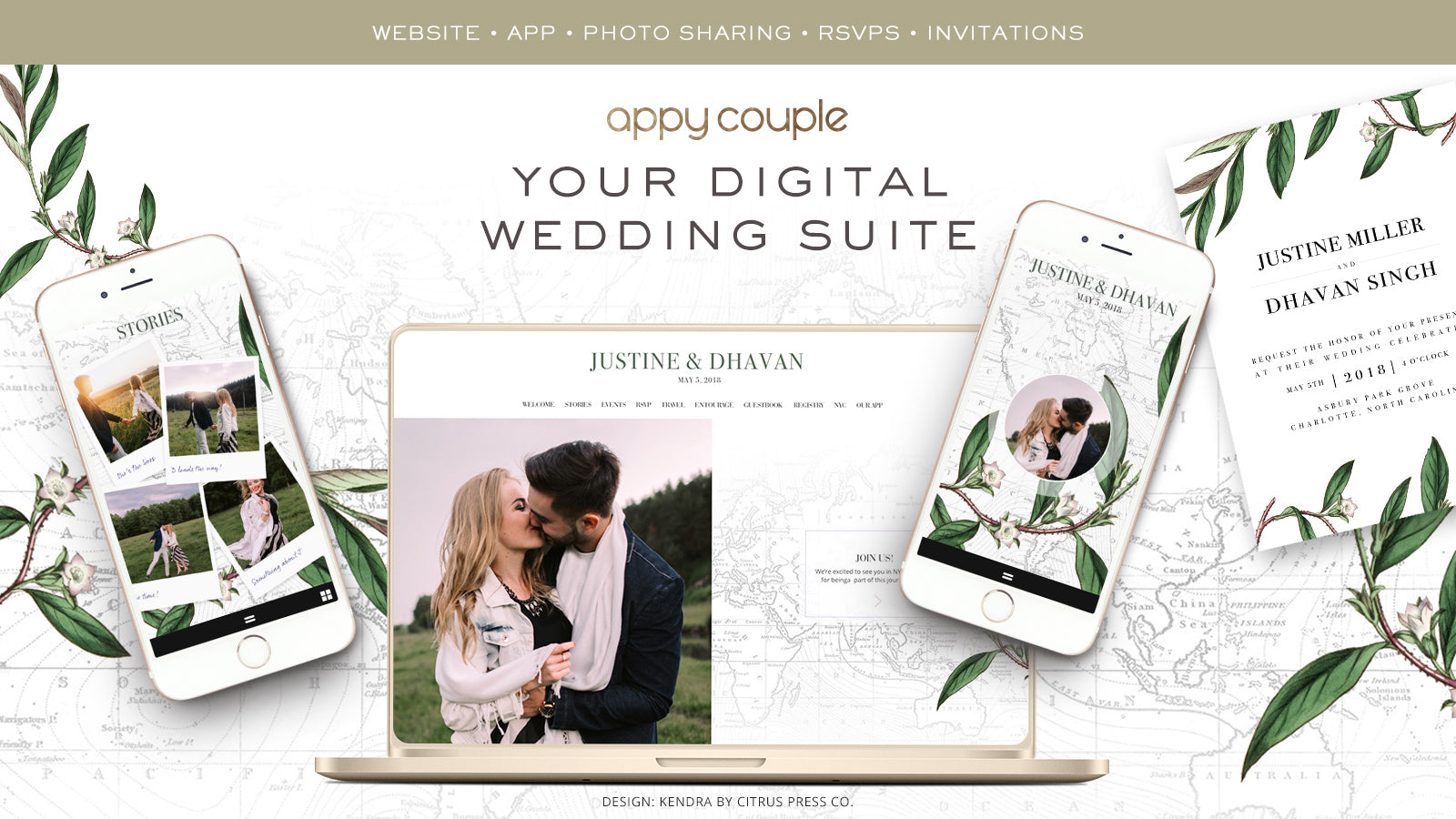 Citrus Press Co wedding destination botanical invitation appycouple wedding app website 