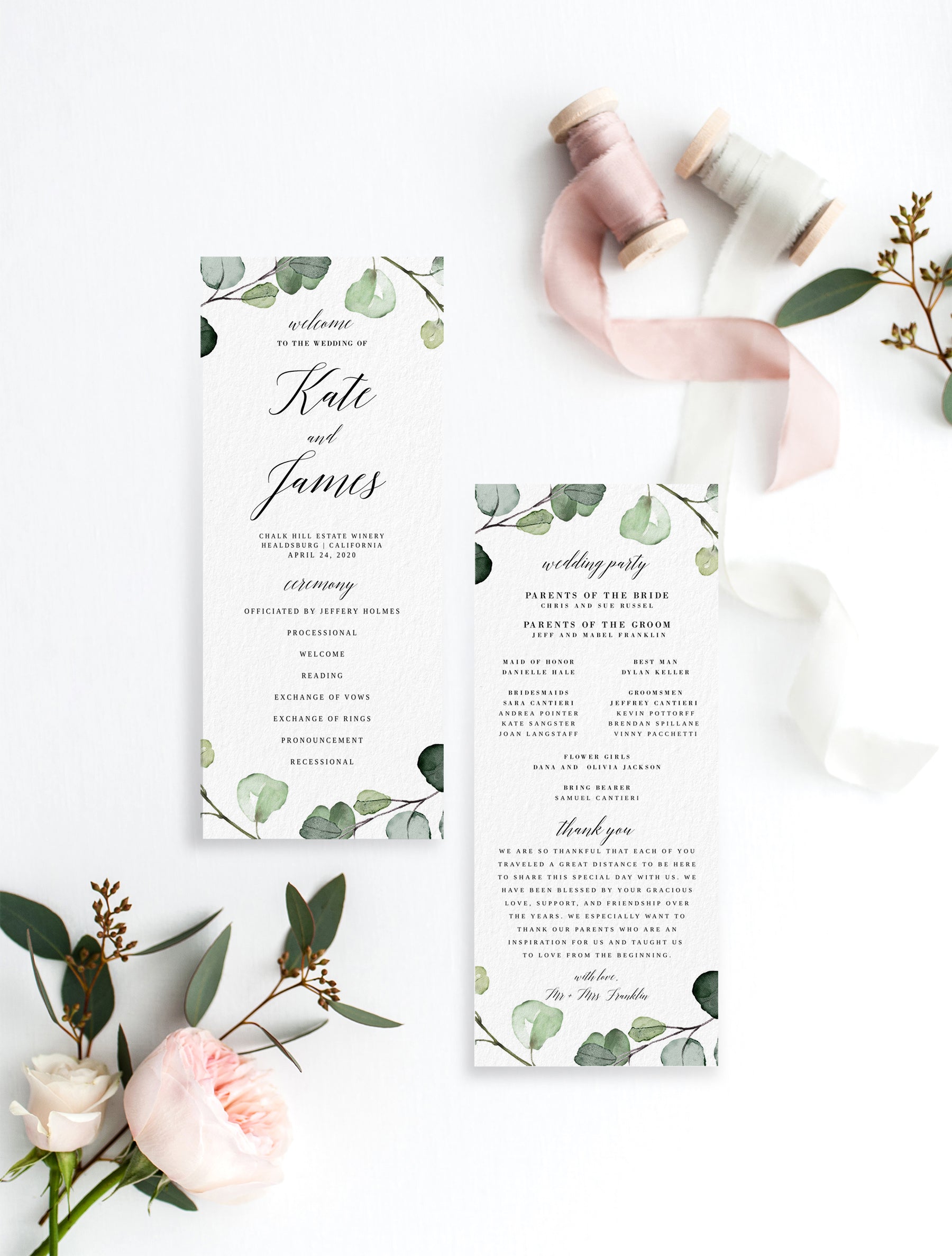 Wedding Program Eucalyptus Pdf Diy Editable Template 15