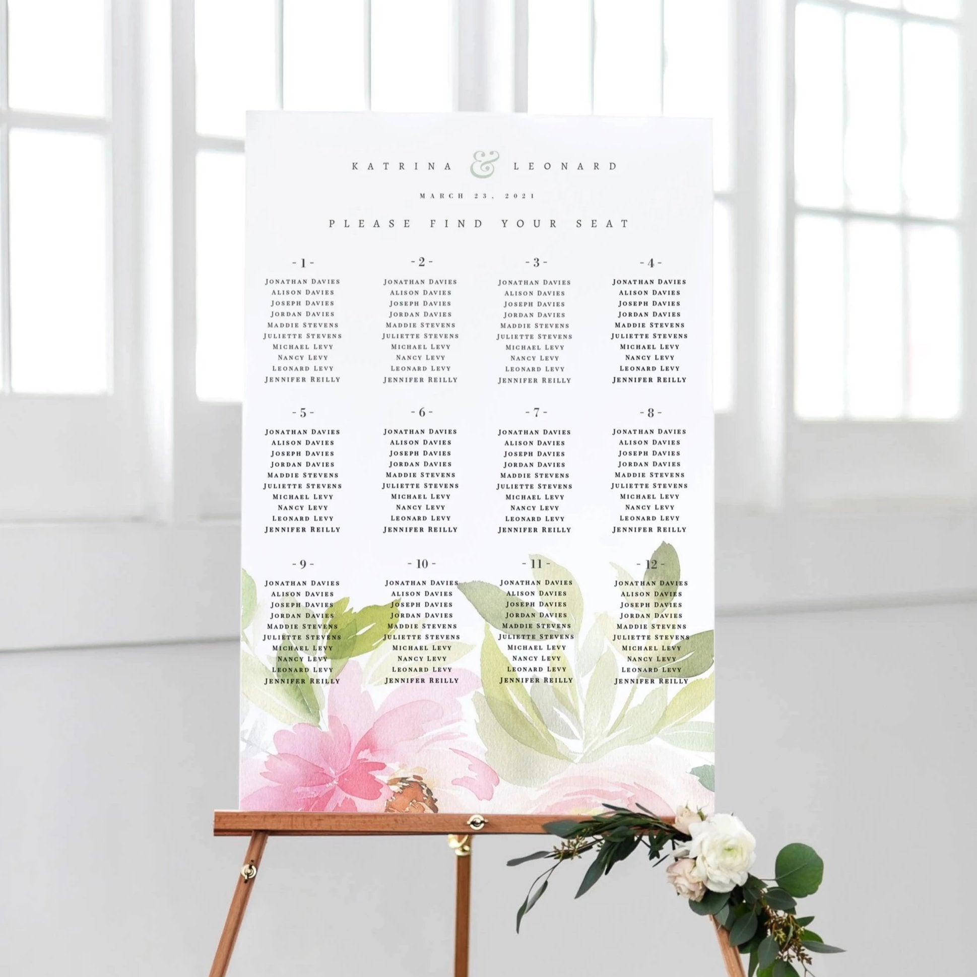 Editable Wedding Seating Chart