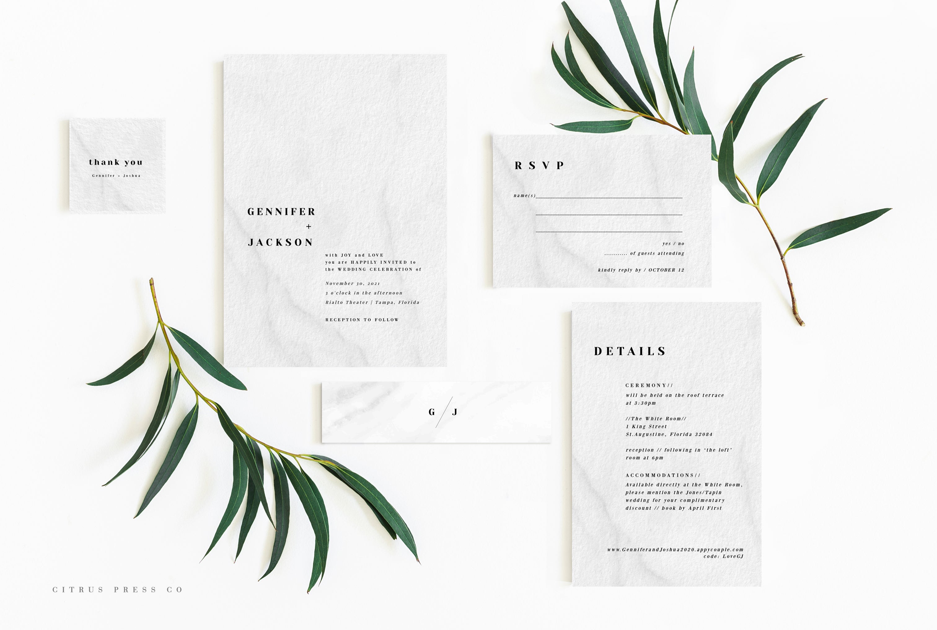 Minimalist Modern Simple Wedding Invitation | Blush Flower | PDF Templ