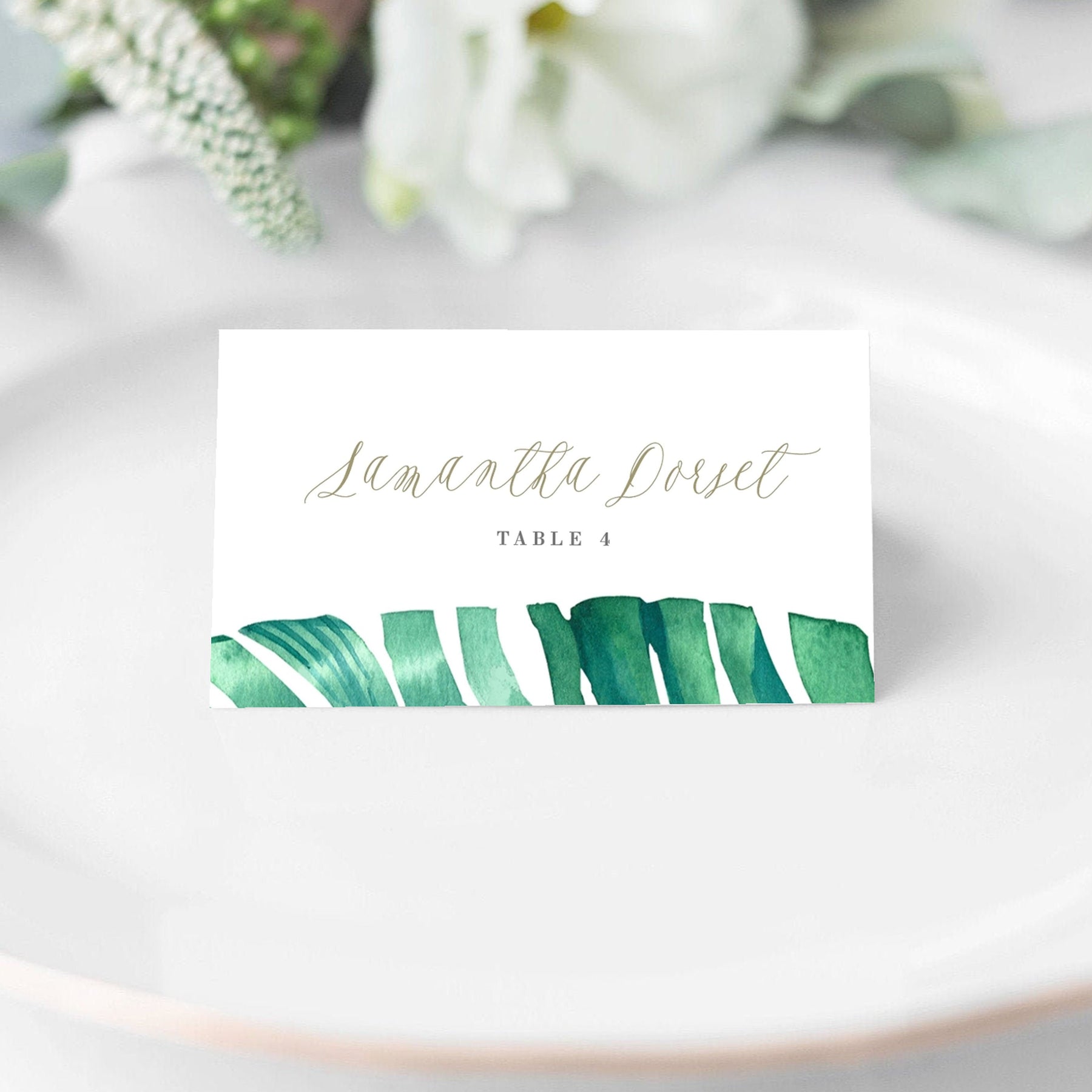 Tropical Place Card Wedding Reception Jaraux Pdf Diy Template Citrus Press