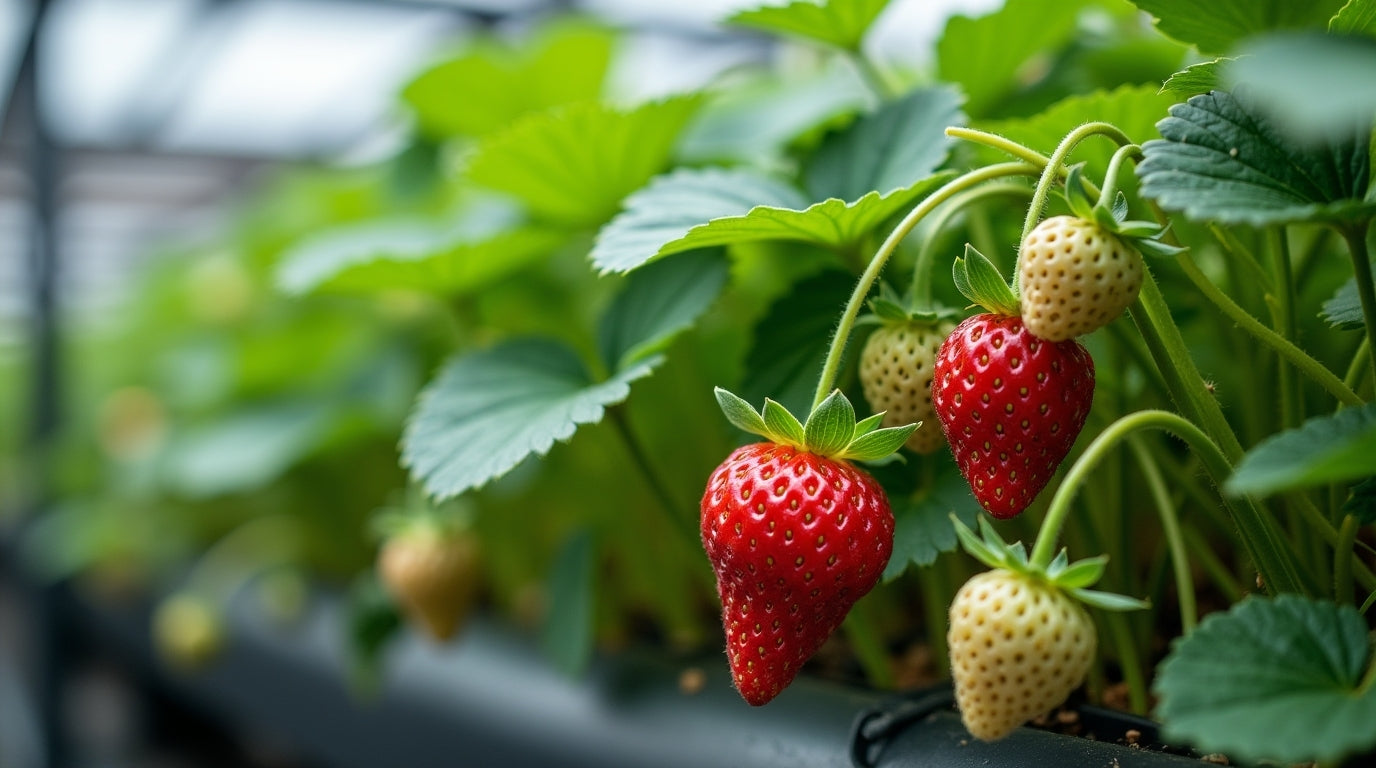 strawberry growing in a grow tent