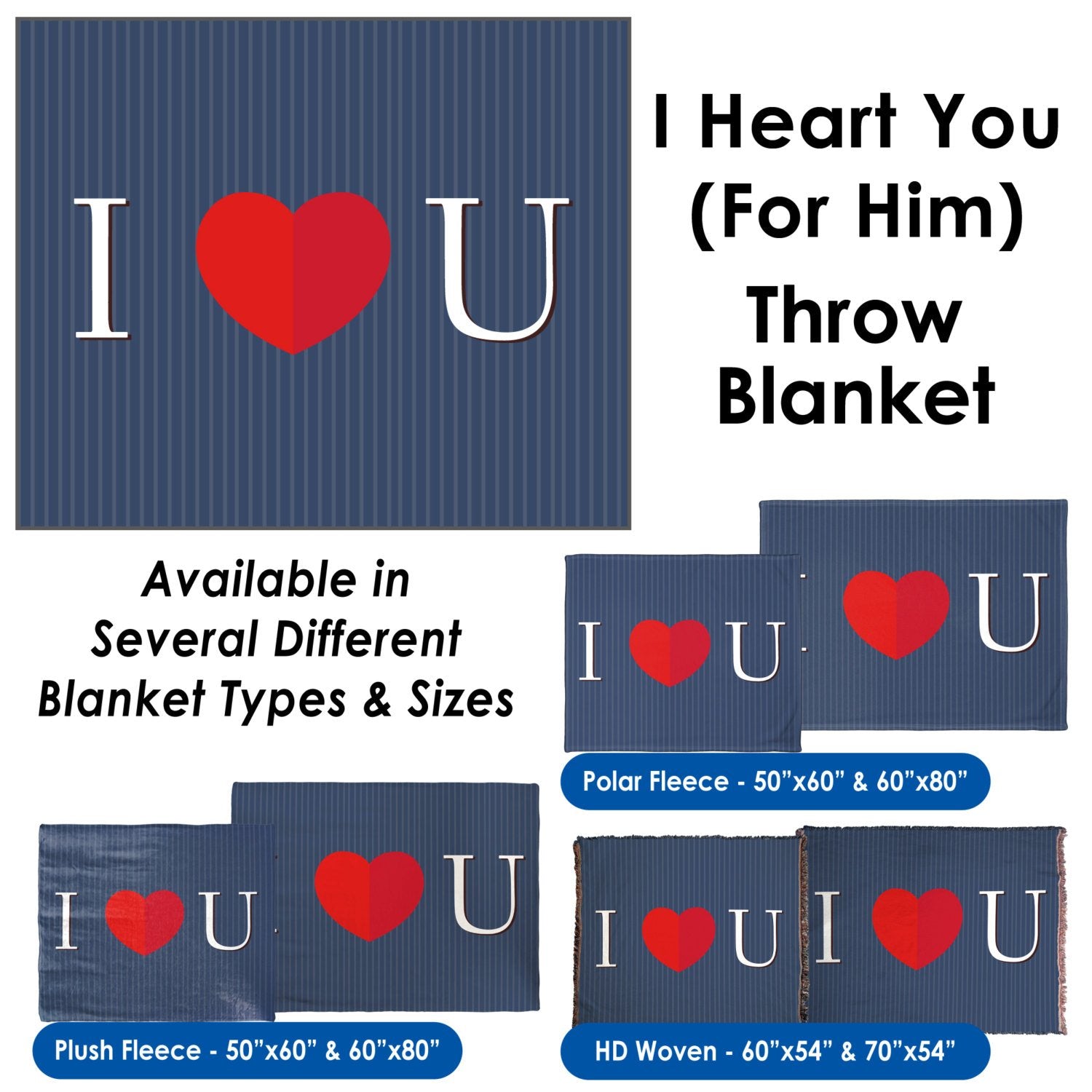 Valentine's Day - I Heart You (For Him) Throw Blanket / Tapestry Wall Hanging