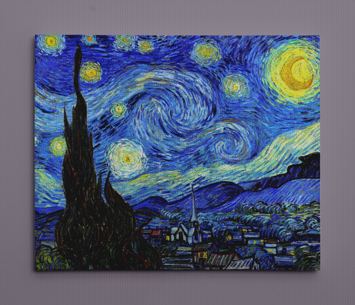 Starry Night for SNES, Pixel Art (20″ x 24″) – Canvas Wrap Print