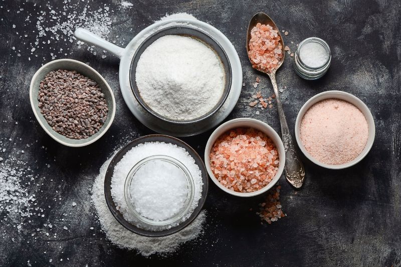 Bowls of various kinds of salt