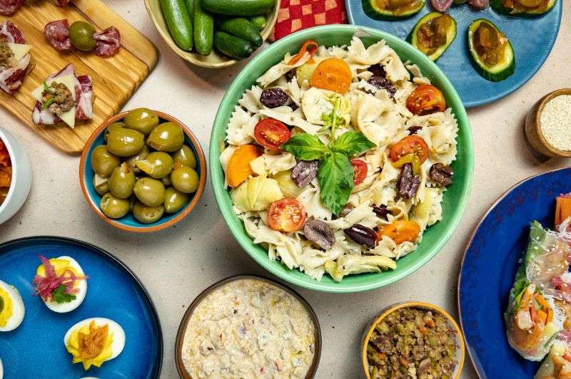 potluck dinner with pasta salad