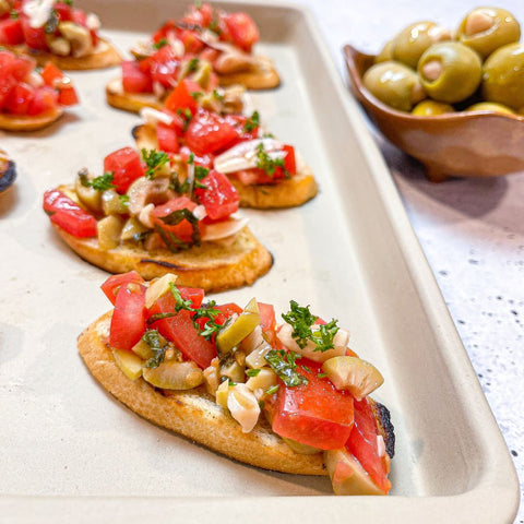 bruschetta made with fermented olives and garlic