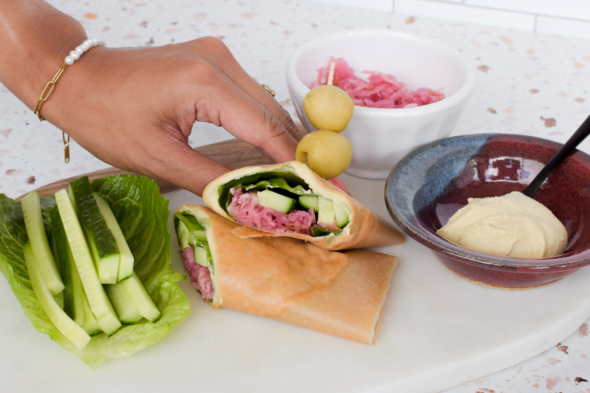 Healthy wrap with fermented sauerkraut