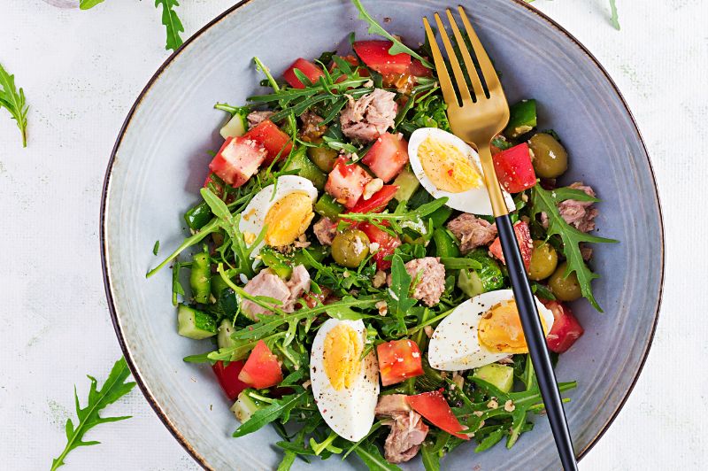 salad with eggs and olives