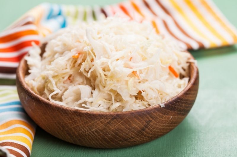 raw sauerkraut is very good for you- bowl of kraut