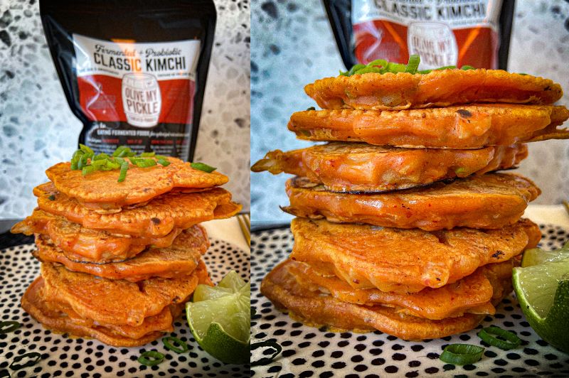 kimchi pancakes made with classic kimchi from olive my pickle