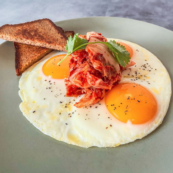 kimchi with eggs and toast