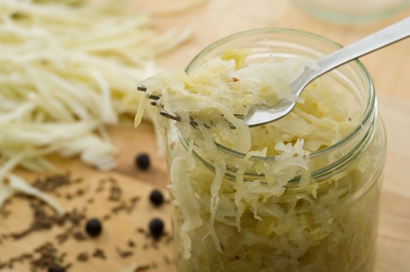 a forkful of sauerkraut
