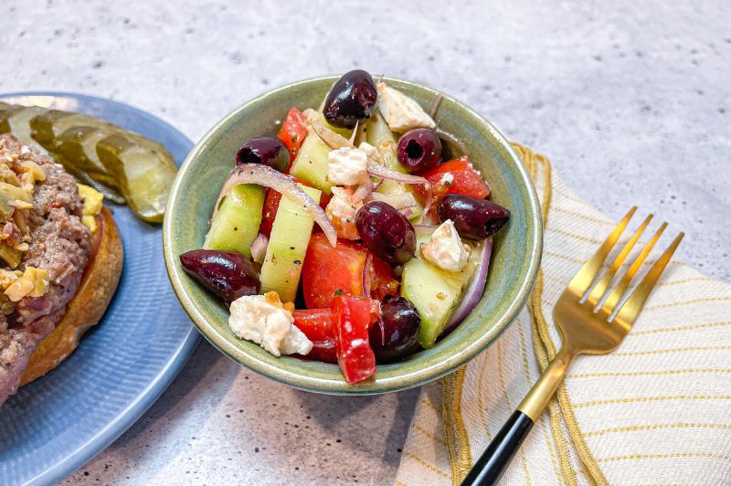 greek village salad with kalamata olives