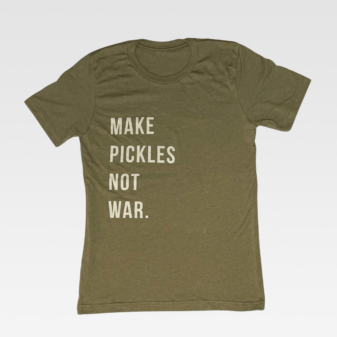 Make Pickles Not War Tee in Heather Olive - Olive My Pickle product image