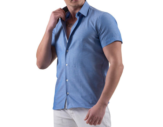 GRAVITY COTTON OCEAN BLUE SHORT SLEEVE SHIRT SS29